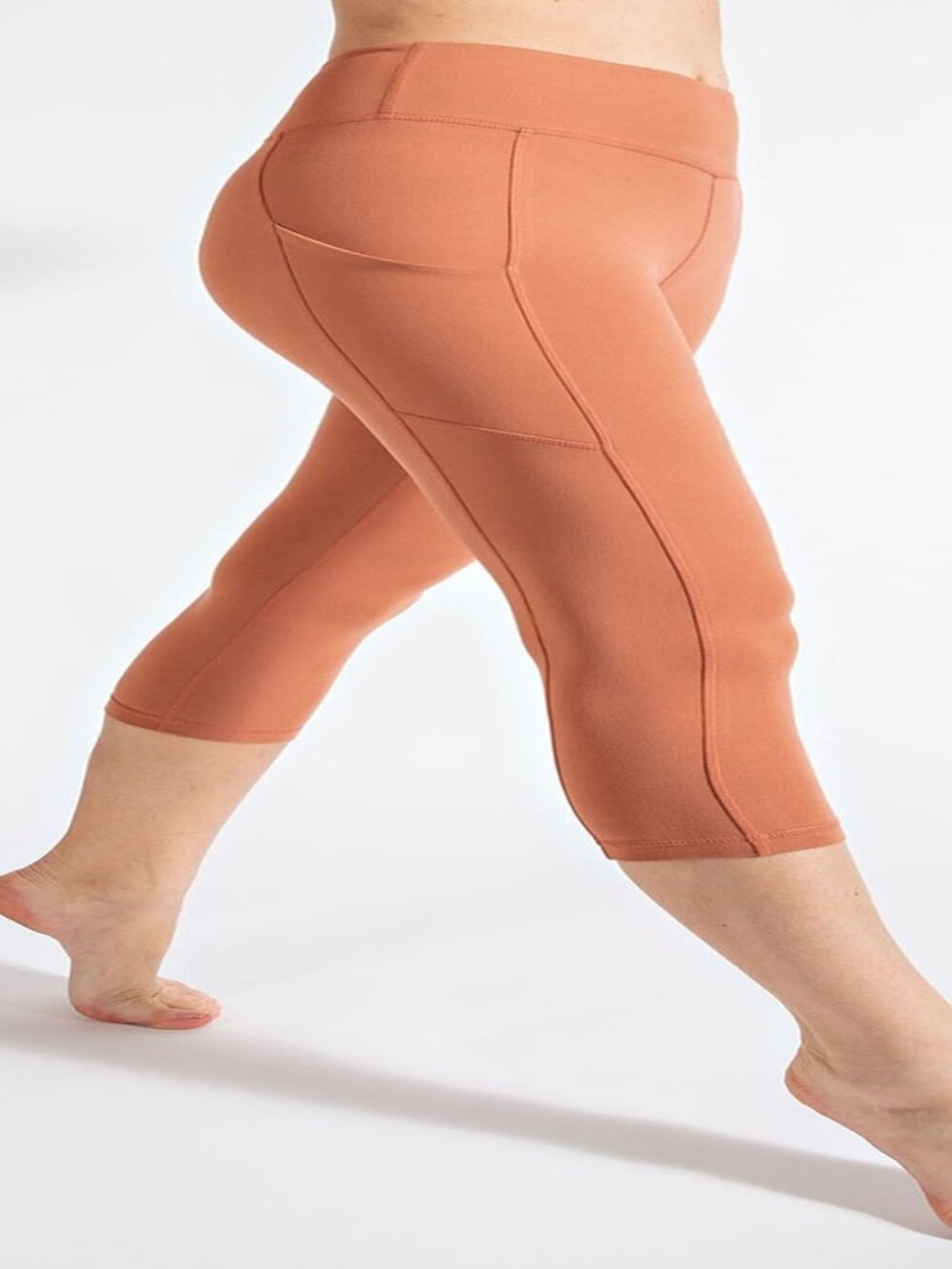 Women's Premium 240GSM Fabric Capri Leggings w/Phone Pockets Desert Sun S - L